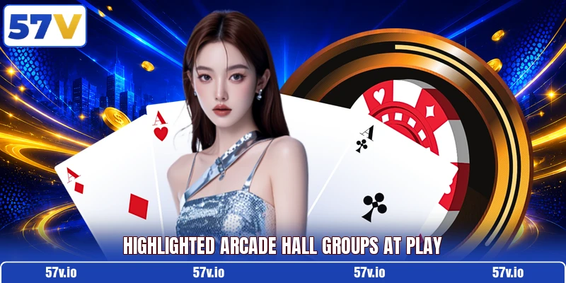 Highlighted arcade hall groups at play