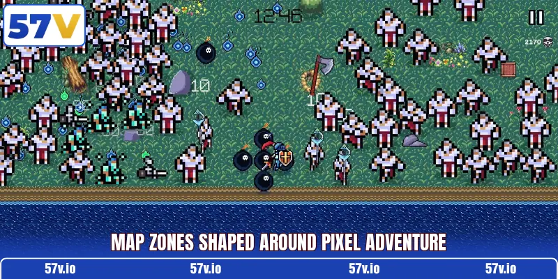 Map zones shaped around pixel adventure