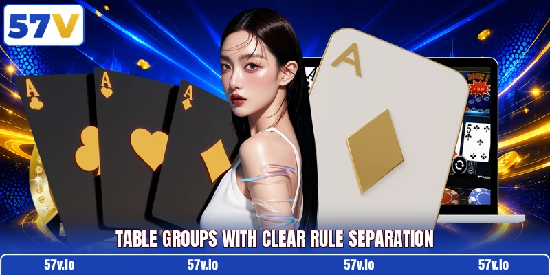 Table groups with clear rule separation